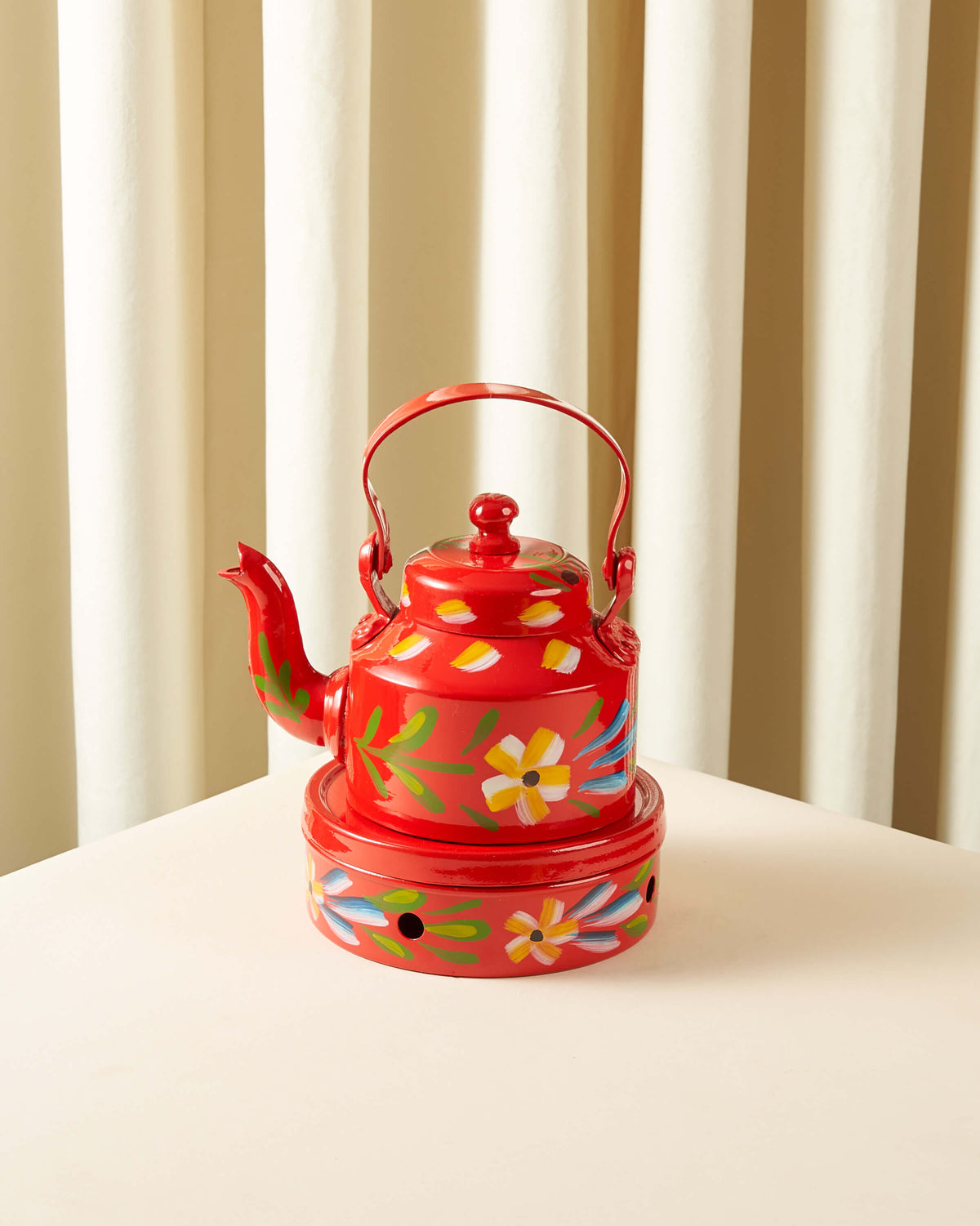Sheikha Hand-Painted Indian Teapot with Warmer — 1L