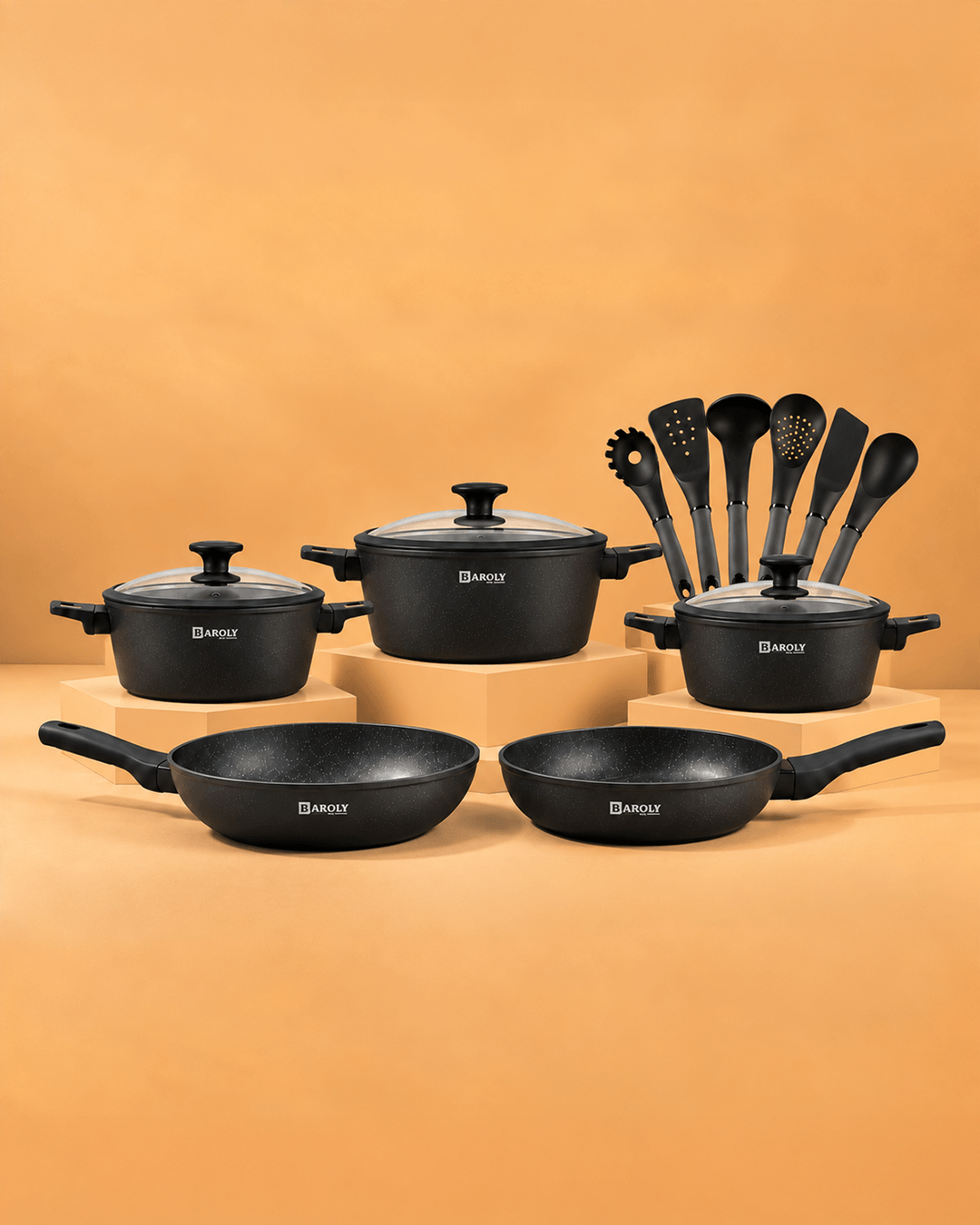 Elaf Granite Cookware Set — Black