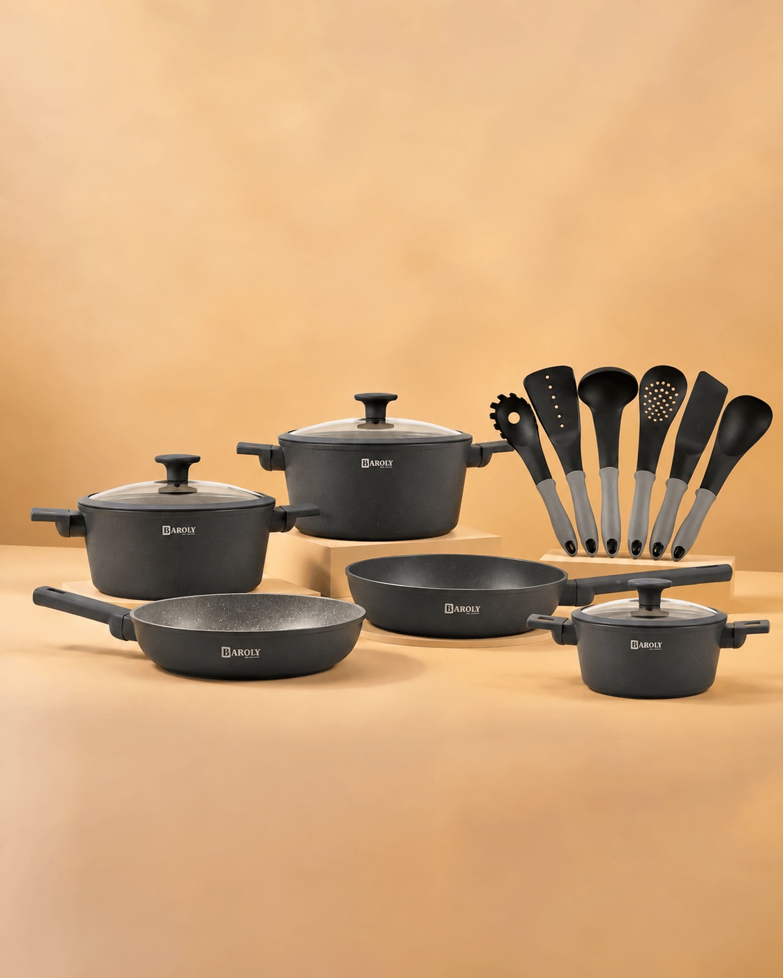 Elaf Granite Cookware Set — Gray
