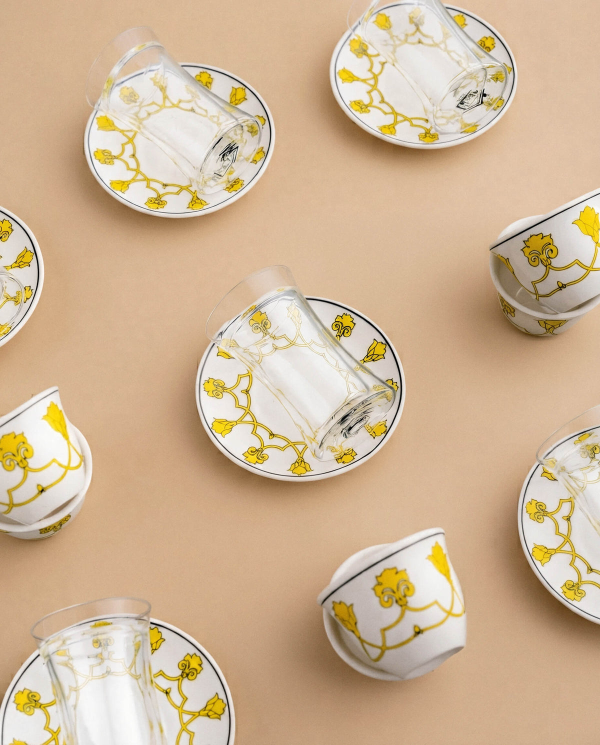 Naqsh Tea Estakana & Arabic Coffee Finjan Set — 18 Pieces (Double-Wall Glass)