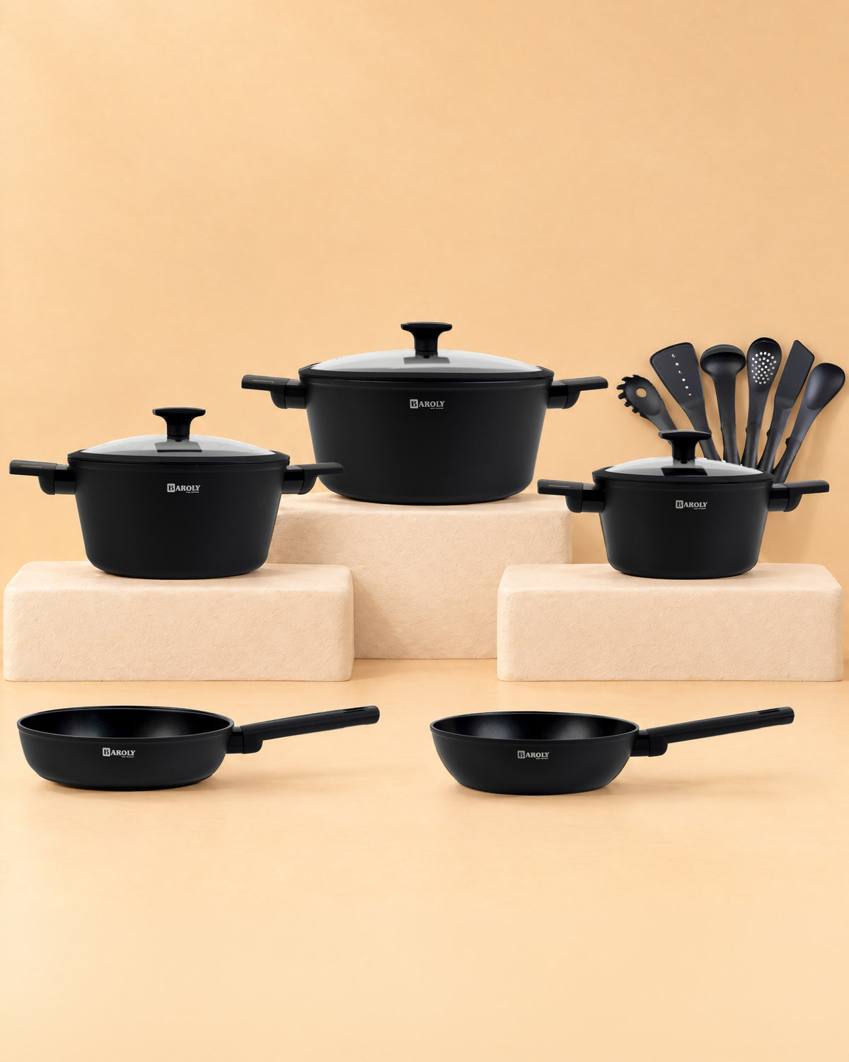 Elaf Granite Cookware Set — Black
