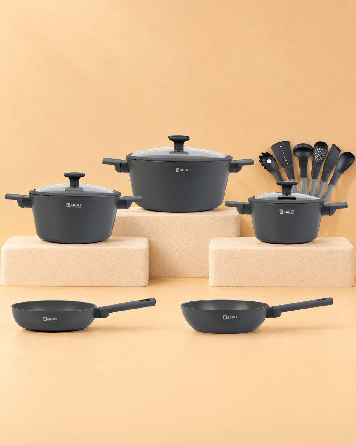 Elaf Granite Cookware Set — Gray