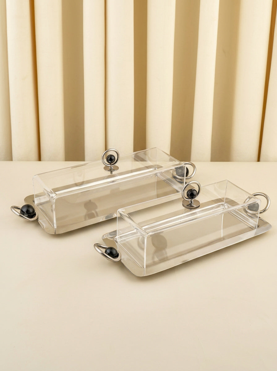 "Halah" Rectangular Tray with Acrylic Dome – 2 Sizes