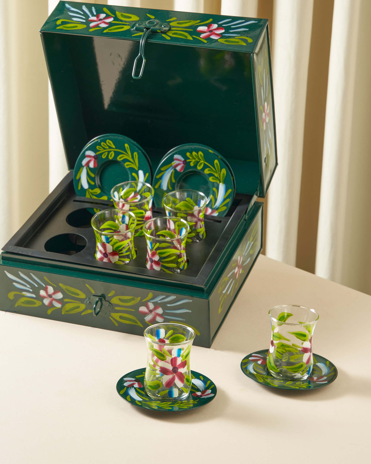 Sheikha Hand-Painted Metal Estekana Box Set