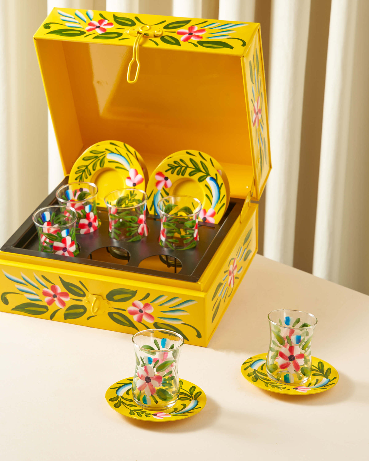 Sheikha Hand-Painted Metal Estekana Box Set