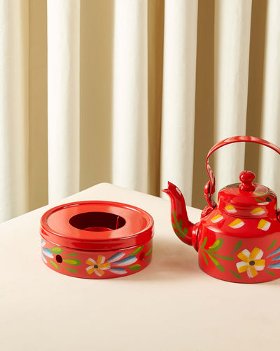 Sheikha Hand-Painted Indian Teapot with Warmer — 1L
