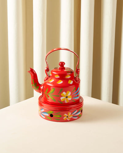 Sheikha Hand-Painted Indian Teapot with Warmer — 1L