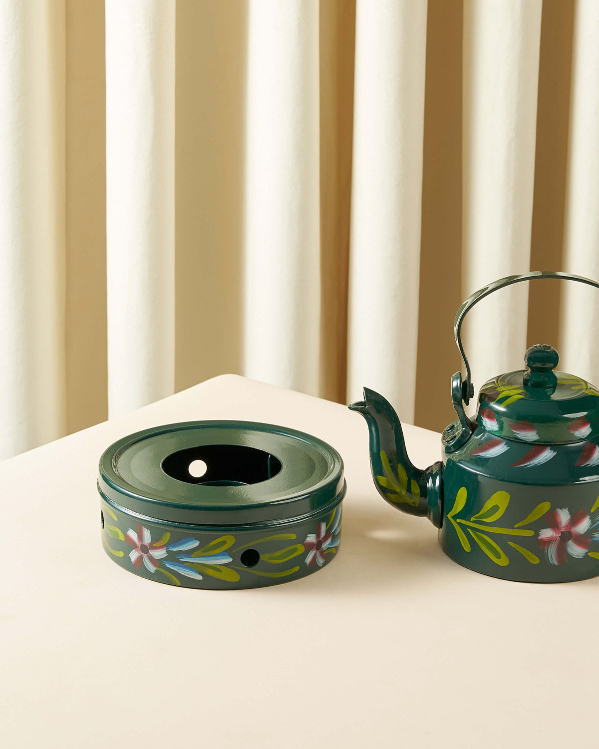 Sheikha Hand-Painted Indian Teapot with Warmer — 1L