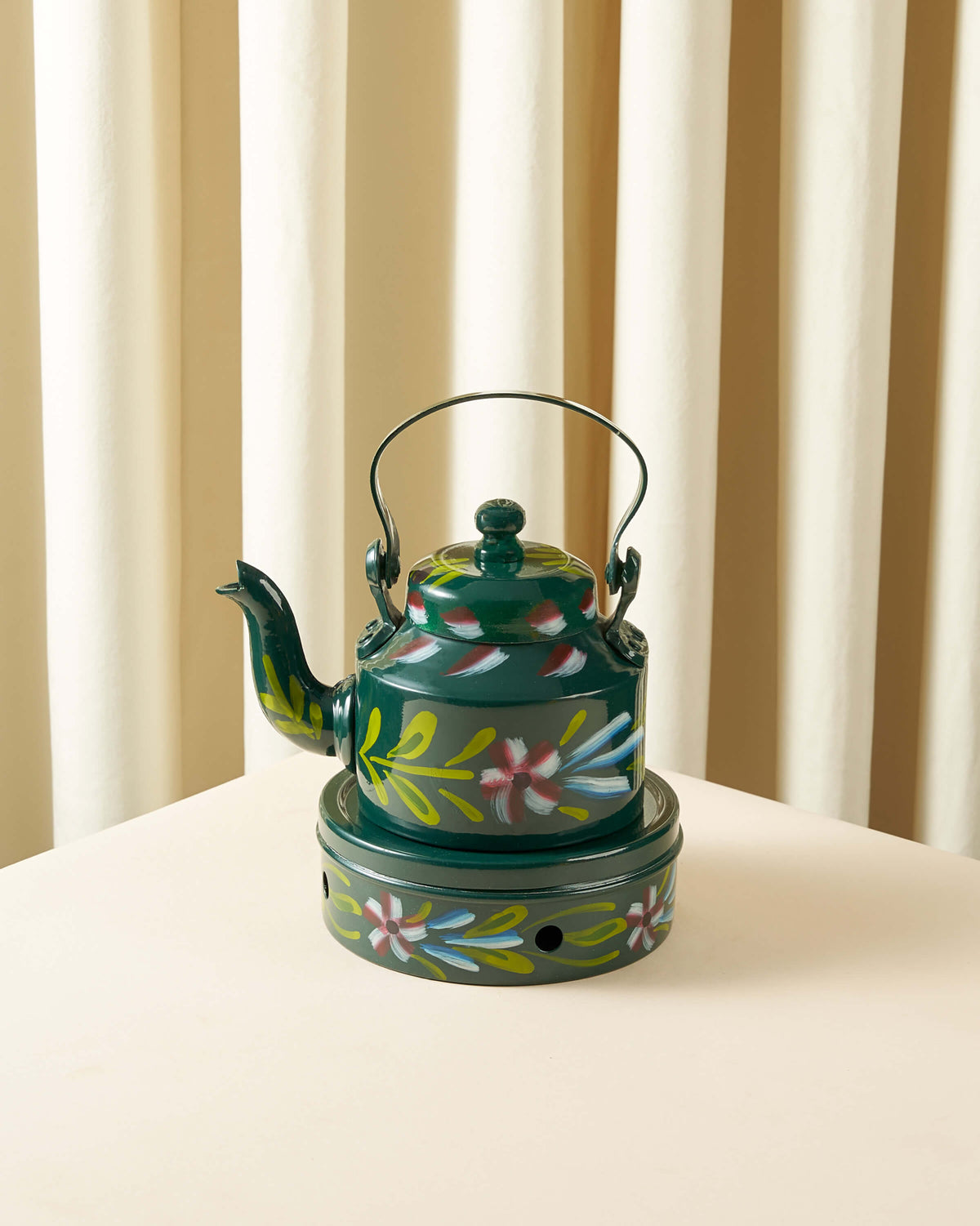 Sheikha Hand-Painted Indian Teapot with Warmer — 1L