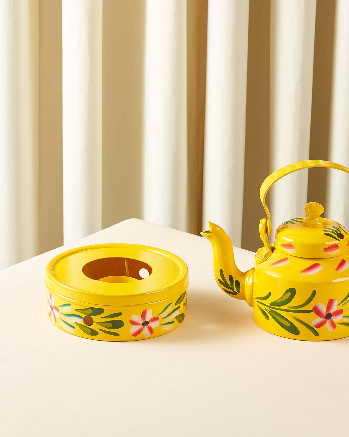 Sheikha Hand-Painted Indian Teapot with Warmer — 1L