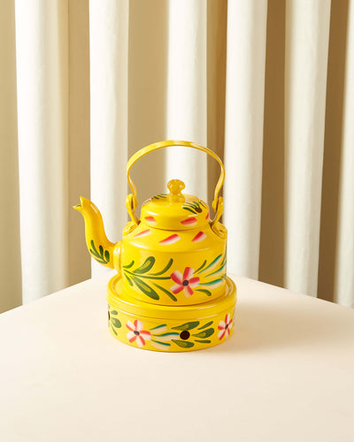Sheikha Hand-Painted Indian Teapot with Warmer — 1L