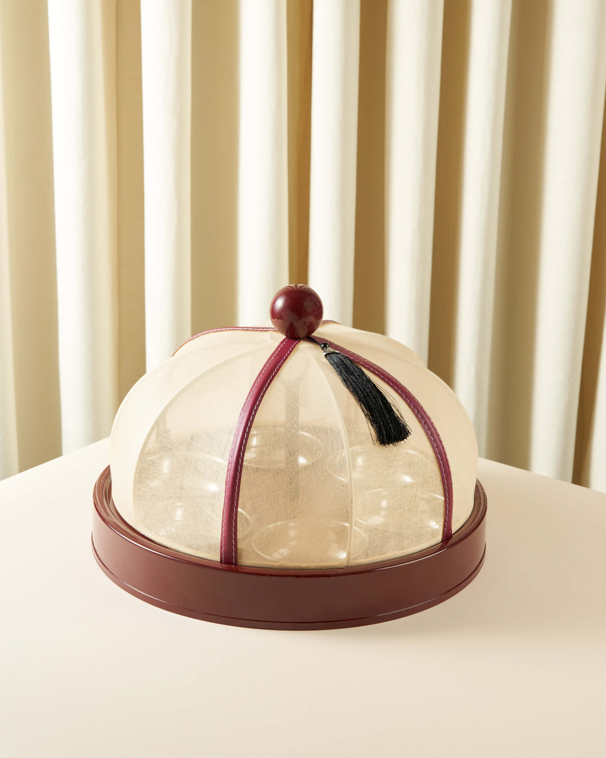 Sheikha Hand-Painted Metal Breakfast Server with Mesh Lid — Dark Tones