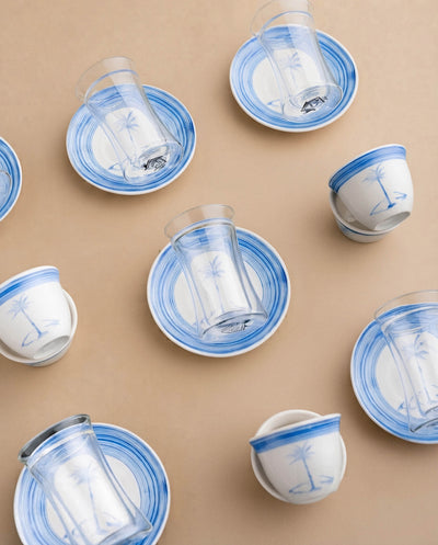 Waha Tea Estakana & Arabic Coffee Finjan Set — 18 Pieces