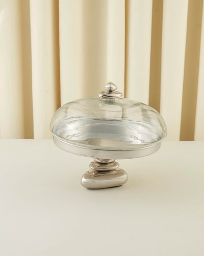 "Rawasi" Footed Flat Plate with Glass Dome – 3 Sizes