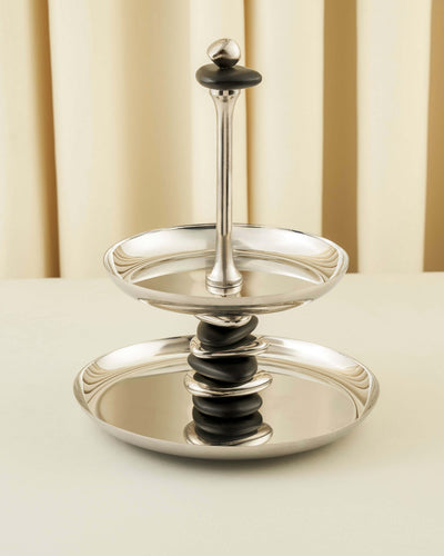 "Rawasi" Two-Tier Round Serving Stand with Handle
