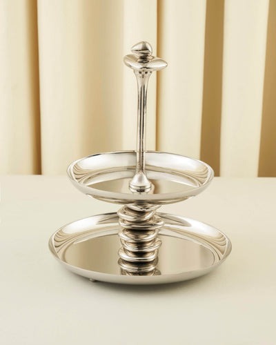 "Rawasi" Two-Tier Round Serving Stand with Handle