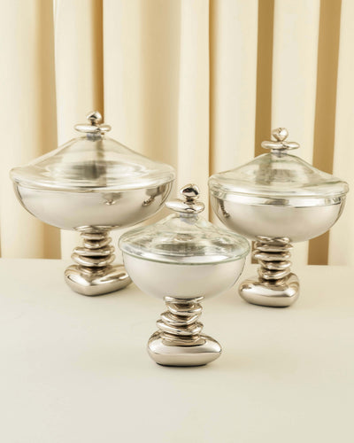 "Rawasi" Footed Bowl with Glass Dome – 3 Sizes